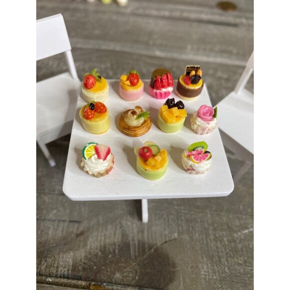 Miniature Dollhouse Set of 12 Fruit Tarts Dessert Food Assorted Pastries Crafts - Picture 1 of 9